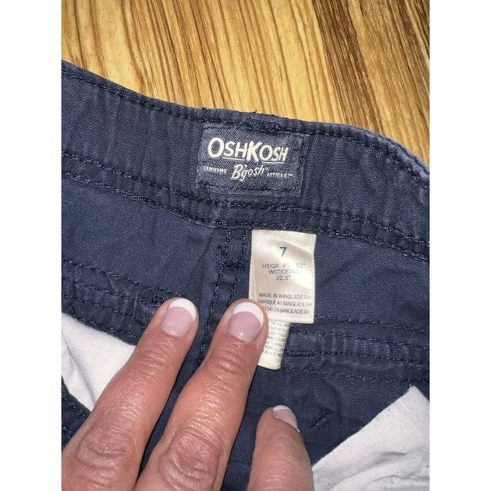 Oshkosh B'gosh First Wave Boys Shorts‎ Jean Denim Cargo Khaki Sz 7 Lot Of 3